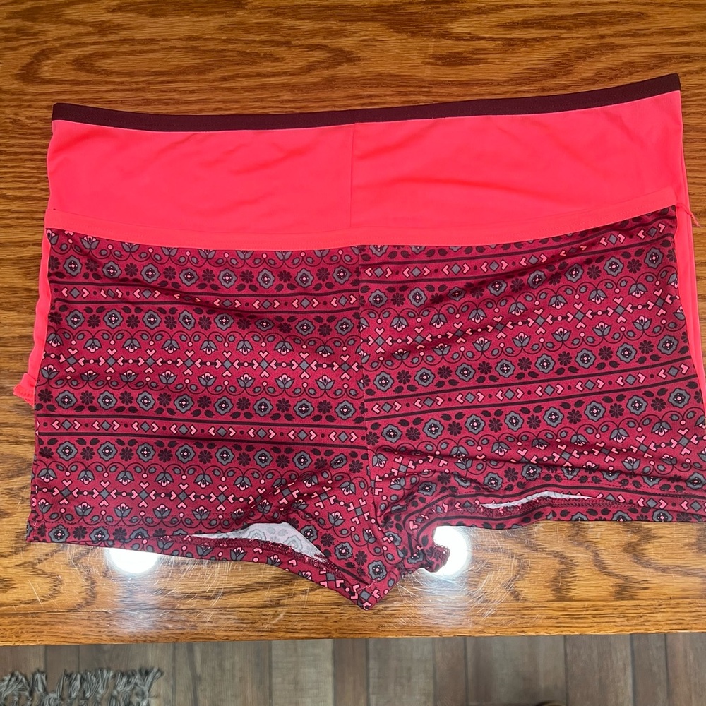 Women's Red Patterned Intimate Boy Shorts